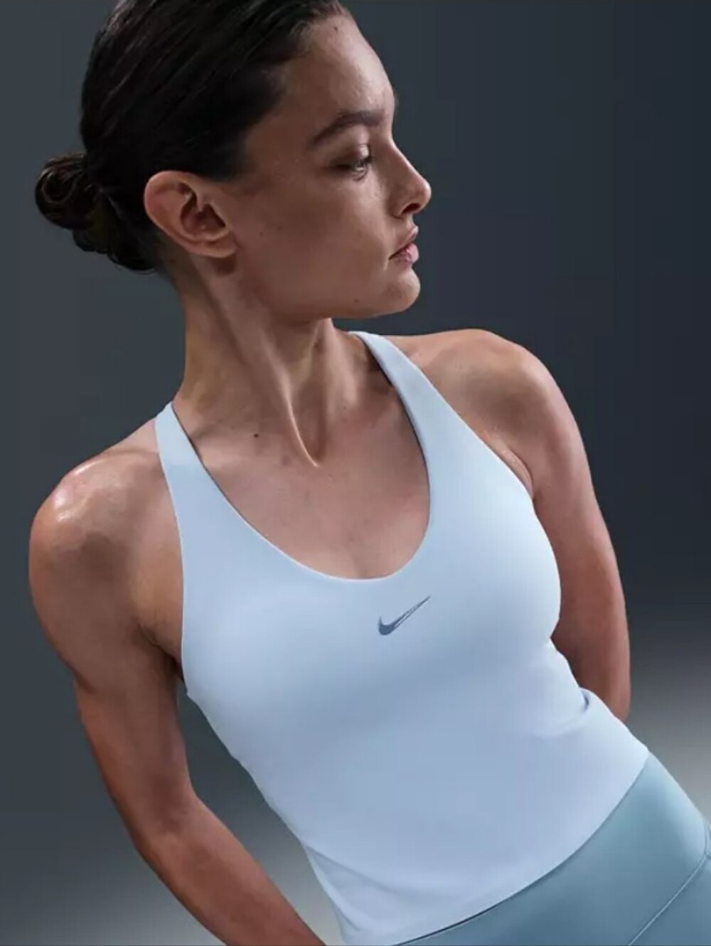Nike Universa Dri-Fit Med Support Padded Sports Bra Tank in Celestine Blue NWT